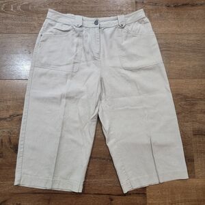 Pendleton Linen Blend Culotte Capri Relaxed Pants Sz 12 Classic Preppy Capsule